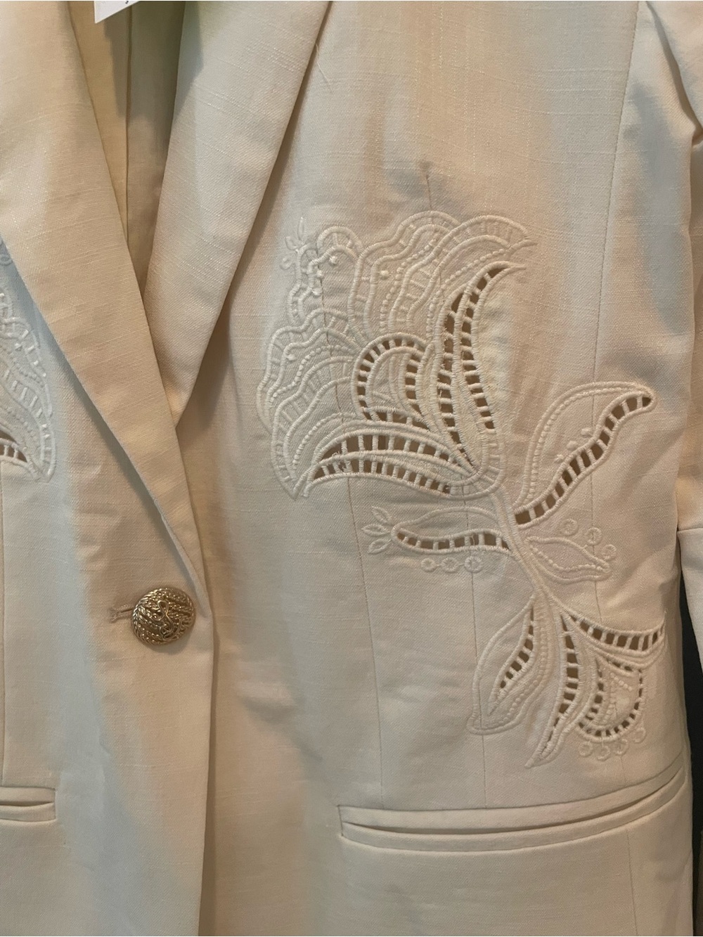 Sam Edelman Cream Embroidered Single-Button Blazer - NWT - Picture 8 of 10